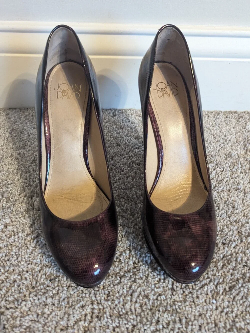 Joan & David Purple Patent Leather Platform Stiletto Heels Corporate Goth sz 7.5
